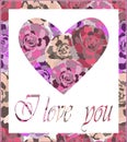 I love you. Abstract hearts with peonies. Royalty Free Stock Photo